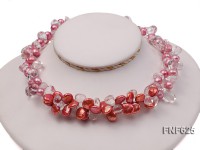Two-strand Pink Freshwater Pearl, Rock Crystal Beads and Button Freshwater Pearl Necklace