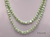7-8mm light green flat freshwater pearl opera necklace