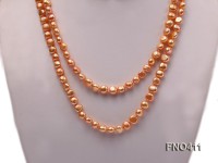 7-8mm yellow flat freshwater pearl opera necklace