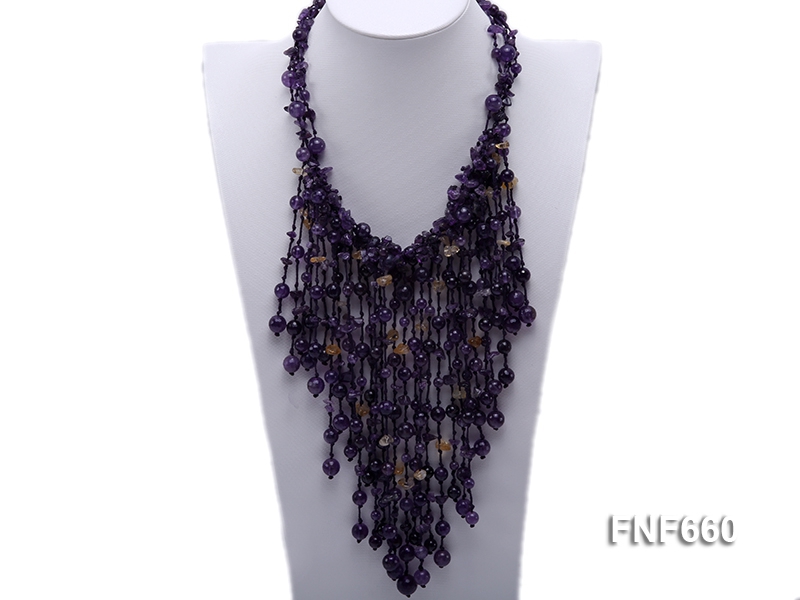 Amethyst & Citrine Necklace with a Gemstone Clasp