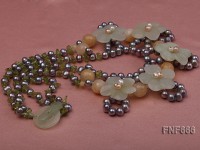 Two-strand Freshwater Pearl, Olivine, Topaz and Aventurine Necklace