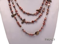 flat freshwater pearl and crystal opera necklace