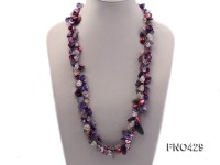 13-14mm red and bule irregular seashell and fluorite chips necklace