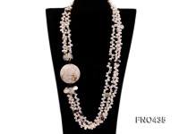 white freshwater pearl,seashell, somky quartz and white turquoise necklace