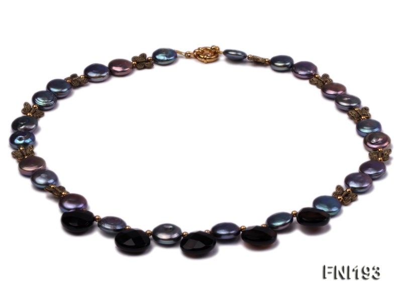 Classic Freshwater Pearl and Faceted Agate beads Necklace with Metal Fittings