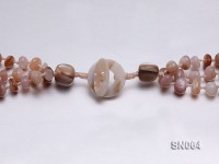 Six-strand Natural Color Shell Necklace Dotted with Carved Shell Flowers