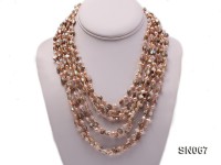 Eight-strand Brown Shell & Pink Freshwater Pearl Necklace