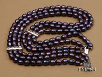 3 strand 5-6mm black oval freshwater pearl necklace