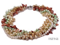 Multi-strand Colorful Cultured Freshwater Pearl Necklace