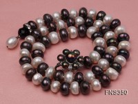 10-11mm white and black flat freshwater pearl single strand necklace