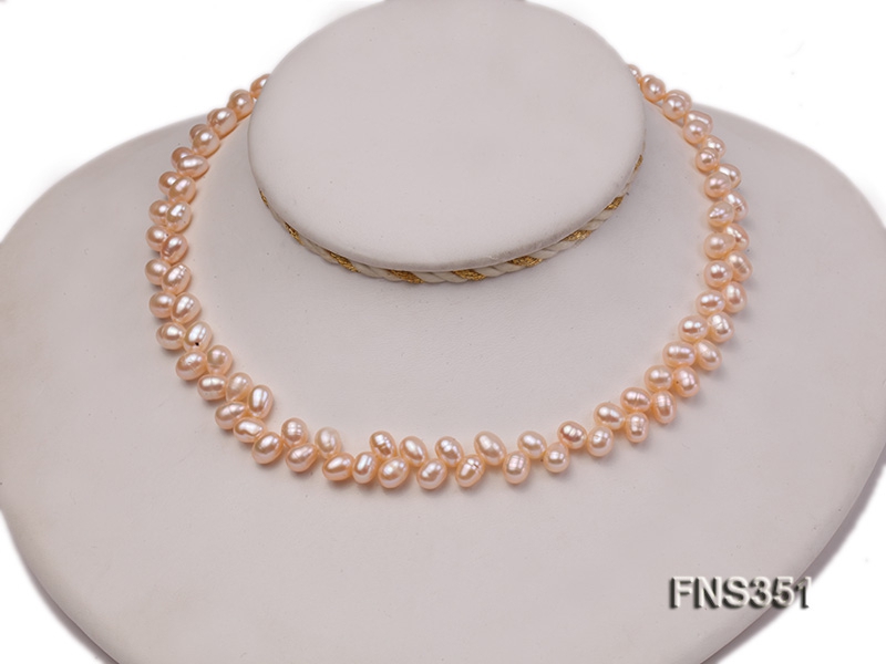 natural 5.5-7mm pink wheat-ear-shaped freshwater pearl single strand necklace