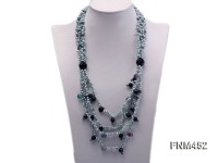 4 strand bule freshwater pearl and crystal necklace
