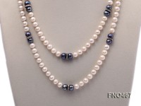 8-9mm white and black round freshwater pearl necklace