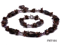 Irregular Freshwater Pearl, Crystal Beads & Faceted Agate Beads Necklace and Bracelet Set