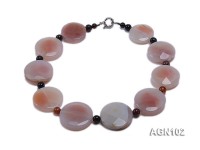 37-45mm red round facetd agate and illusion agate necklace