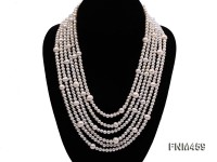 6 strand white round freshwater pearl necklace with sterling sliver clasp