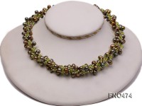 6*9mm grass green side-drilled freshwater pearl necklace