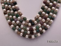 5 strand white freshwater and agate necklace