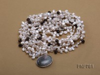 Five-strand White Freshwater Pearl and Smoky Quartz Beads Necklace