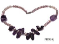 natural 5-6mm lavender flat freshwater pearl with amethyst single necklace
