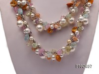 8-12mm white seashell with multicolor crystal opera necklace