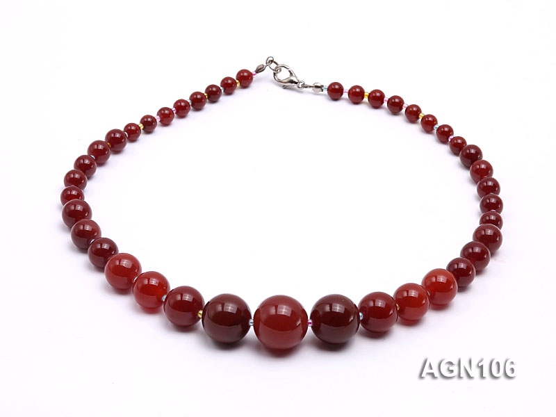 8-18mm red round natural agate necklaces