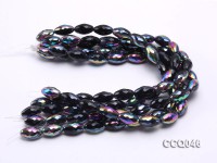 Wholesale 12x20mm Rice-shaped Black Faceted Crystal Beads Strings