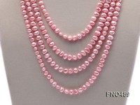 6.5-7.5mm light pink flat freshwater pearl opera necklace