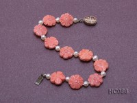 13-14mm white freshwater pearl and coral bracelet
