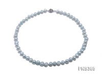 7-8mm sky-blue flat shaped freshwater pearl single strand necklace