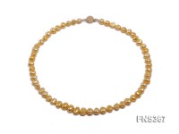 8mm gold flat freshwater pearl single strand necklace