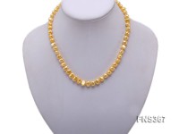 8mm gold flat freshwater pearl single strand necklace