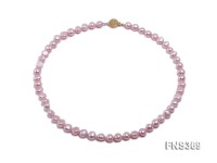 natural 7-8mm pink flat shaped freshwater pearl single strand necklace