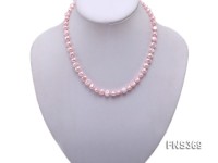 natural 7-8mm pink flat shaped freshwater pearl single strand necklace