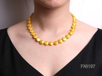 Classic 12-13mm Yellow Button Freshwater Pearl Necklace
