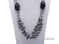 8-9mm black irregular freshwater pearl with oval agate and garnet necklace