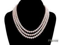 3 strand 6-7mm white flat freshwater pearl necklace