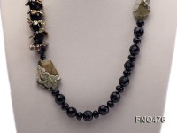 black agate and gemstone opera necklace