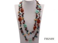 brown coin freshwater pearl with cirtine and gemstone opera necklace