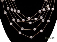 5 strand 7-8mm white round freshwater pearl necklace