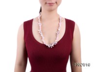 11-12mm natural white baroque pearl with crossed pearl and rose quartz necklace
