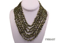 6 strand green freshwater pearl necklave with sterling sliver clasp