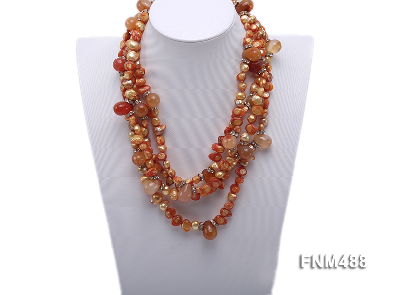 orange tooth-shpaed freshwater pearl necklace