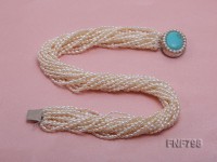 20-strand White Oval Freshwater Pearl Necklace with a Turquoise Clasp