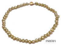 6-7mm light cyan flat freshwater pearl single strand necklace
