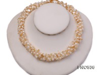 5-6mm natural white flat freshwater pearl with cirtine chips opera necklace