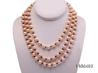 3 strand pink freshwater pearl and crystal necklace