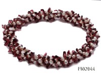 5-6mm white flat freshwater pearl with tourmaline chips necklace