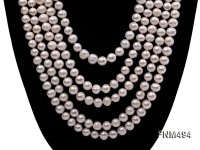 5 strand 6-7mm white round freshwater pearl necklace