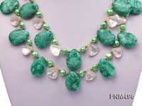 2 strand green freshwater pearl,jade and seashell necklace